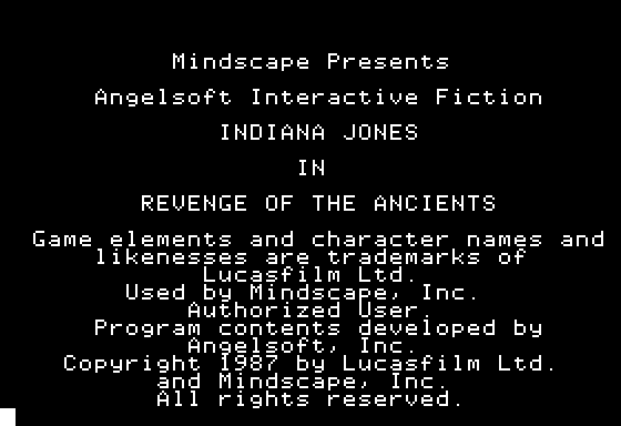 Indiana Jones in Revenge of the Ancients title screen image #1 