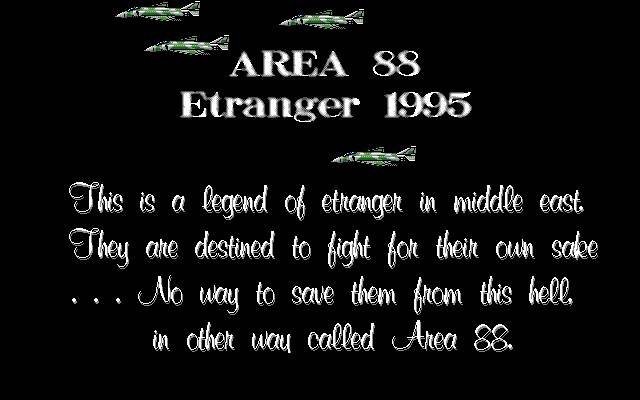 Area 88 - Etranger 1995  title screen image #1 