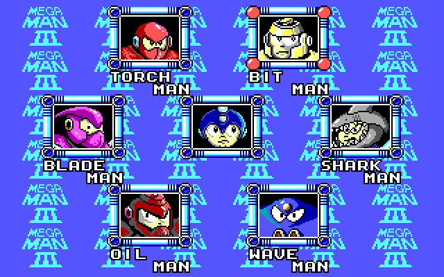 Mega Man III in-game screen image #1 Stage selection