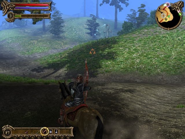 Two Worlds  in-game screen image #1 Aiming with a bow while riding a horse