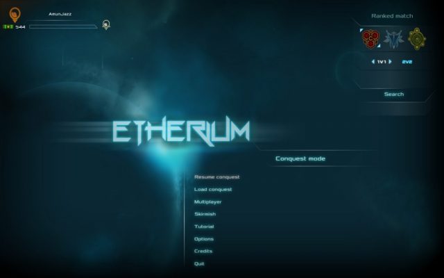 Etherium title screen image #1 Main menu