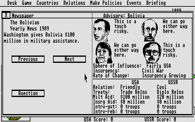 Balance of Power: The 1990 Edition  in-game screen image #1 