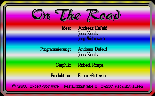 On the Road title screen image #1 