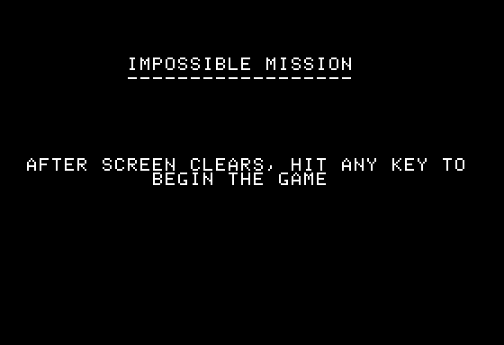 Impossible Mission title screen image #1 