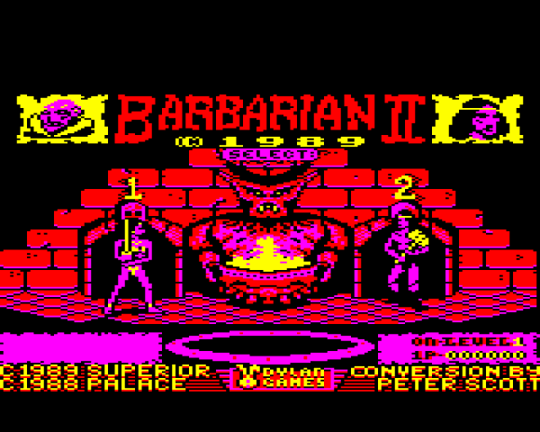 Barbarian II: The Dungeon of Drax  title screen image #1 