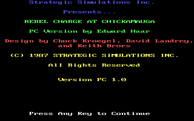 Rebel Charge at Chickamauga title screen image #1 