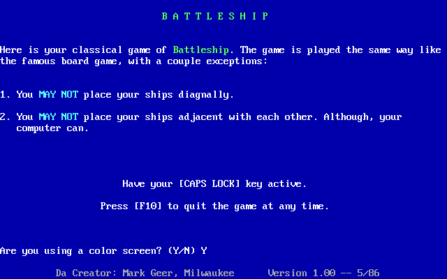 Battleship title screen image #1 