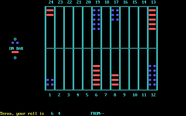 IBM PC Backgammon  in-game screen image #1 