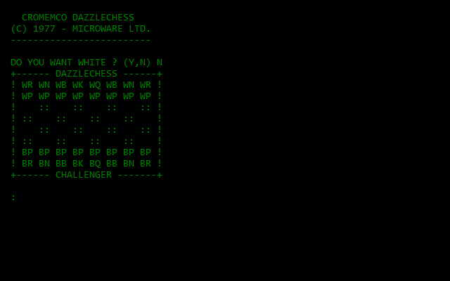 Dazzlechess in-game screen image #1 Terminal output