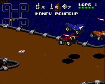 Rock N' Roll Racing in-game screen image #1 