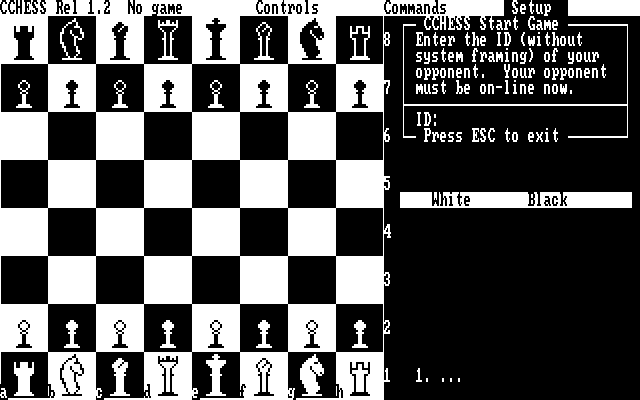 CCHESS: IBM PC Conference Chess in-game screen image #1 