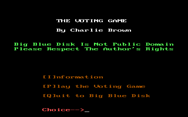 The Voting Game  title screen image #1 