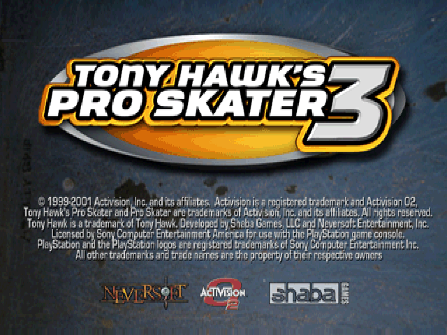 Tony Hawk's Pro Skater 3 title screen image #1 