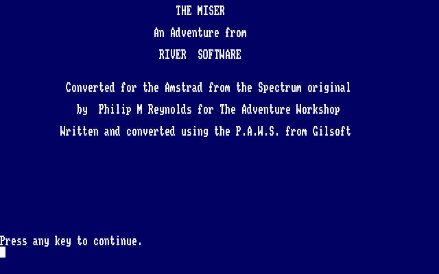 The Miser title screen image #1 