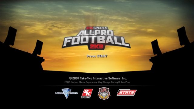 All-Pro Football 2K8 title screen image #1 