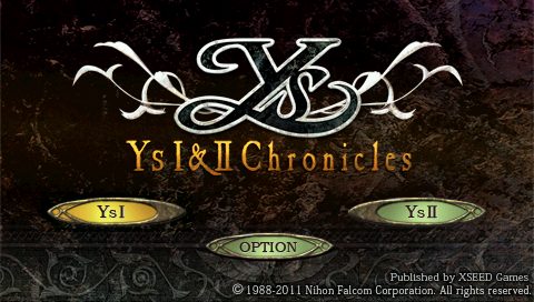 Ys I & II Chronicles  title screen image #2 