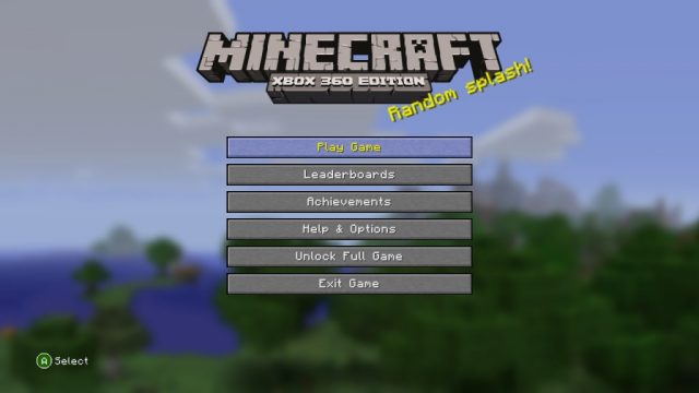 Minecraft: Xbox 360 Edition title screen image #1 