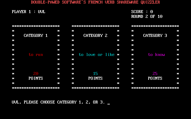 French Verb Shareware Quizzler in-game screen image #1 