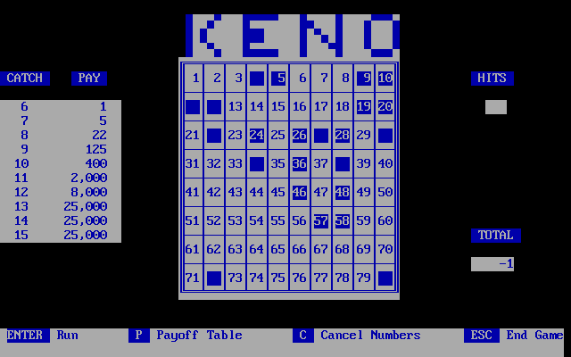 PC-Keno in-game screen image #1 