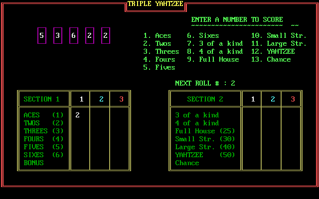 Triple Yahtzee in-game screen image #1 