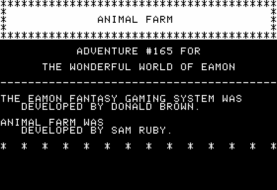 Animal Farm: Eamon Adventure #165 title screen image #1 