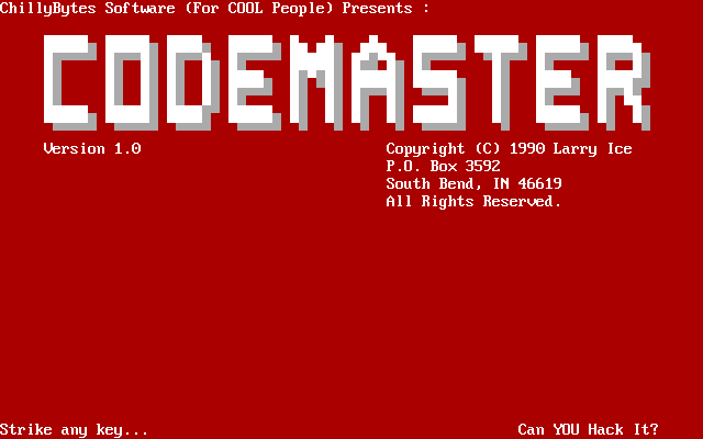 Codemaster title screen image #1 