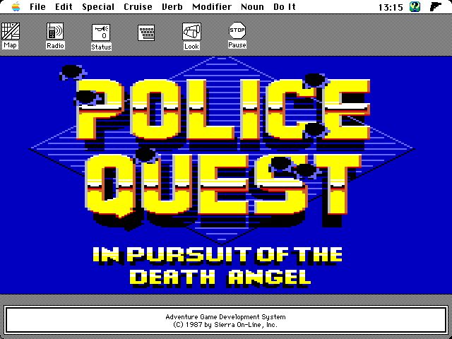 Police Quest: In Pursuit of the Death Angel title screen image #1 