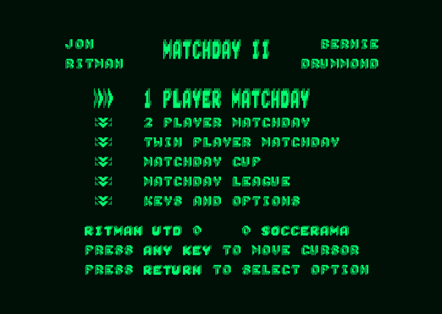 Match Day II title screen image #1 