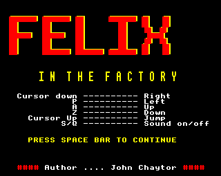Felix in the Factory title screen image #1 