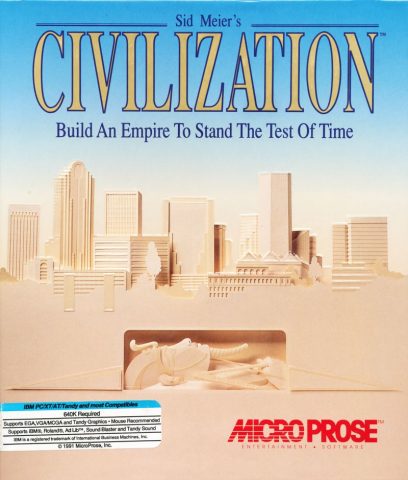 Civilization  package image #1 Box cover of the Dos Version (including 4 floppy disks)