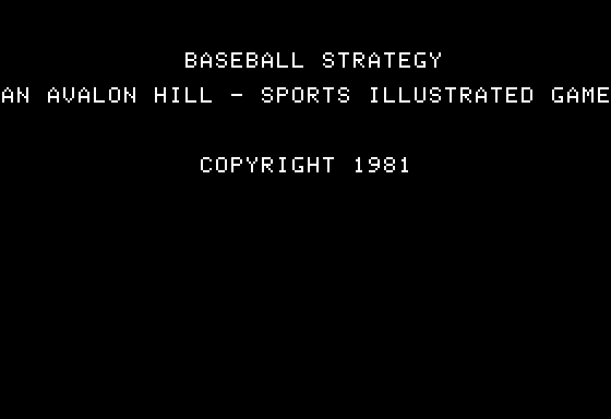 Computer Baseball Strategy title screen image #1 