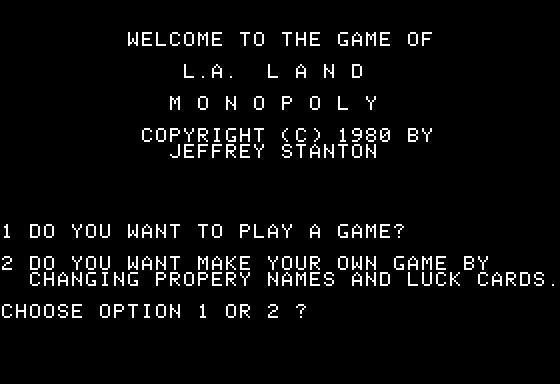 L.A. Land Monopoly title screen image #1 